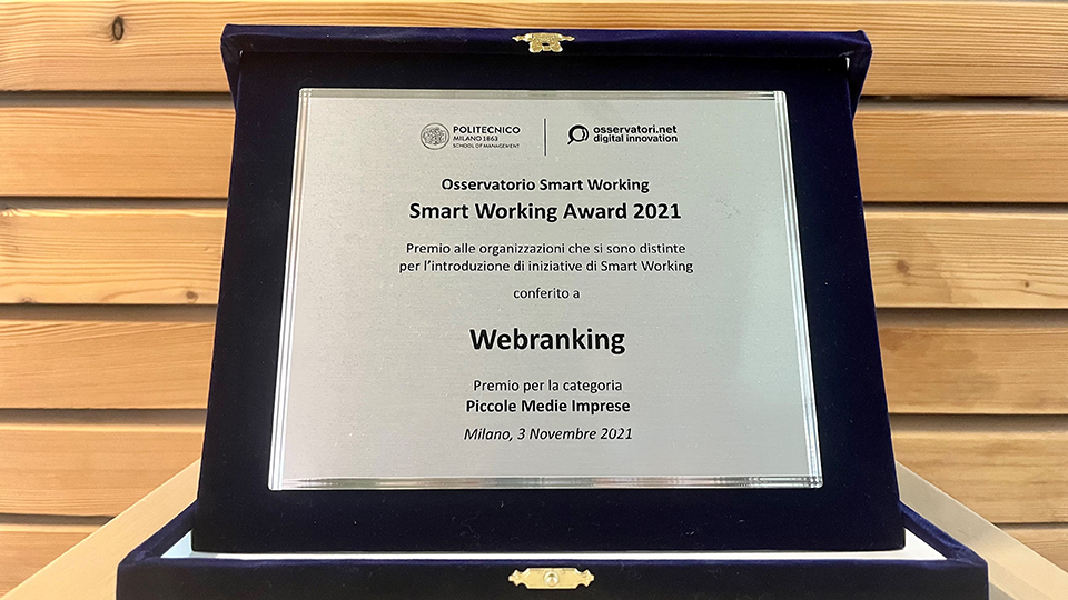Webranking tra le sei aziende italiane premiate agli Smart Working Awards