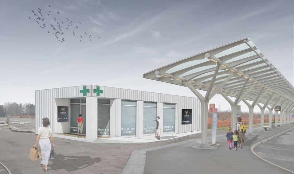 TMT Prefabbricati Metallici realizza la nuova farmacia presso la Stazione Medio-Padana AV