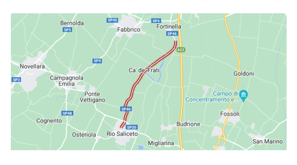 Viabilità: via Cà de Frati chiusa al traffico dal 1 marzo tra Rio Saliceto e Fabbrico